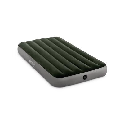 Матрас надувной Dura-Beam Downy Airbed (Twin) 191 х 99 х 25 см, INTEX, 64761, Винил, Флокированый верх, Встроенный ножной насос, Технология Fiber-Tech, Зелёный, Цветная коробка
