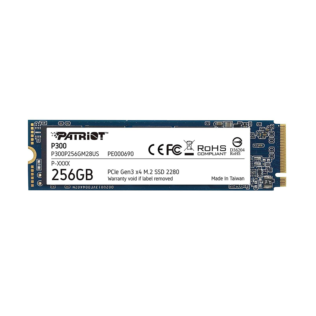 Твердотельный накопитель SSD, Patriot, P300 P300P256GM28, 256 GB, M.2 NVMe PCIe 3.0x4, 1700/1000 Мб/с