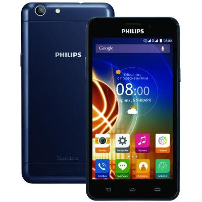 Смартфон Philips Xenium V526 Blue (5.0" IPS (1280x720), Quad-Core (1.3Ghz), 1GB, 8GB, Wi-Fi, Dual SIM, LTE, BT, Front 2Mp, Rear 13Mp, Android 5.1)