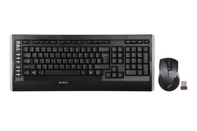 A4TECH 9300F (GR-152+G9-730FX) V-TRACK WIRELESS KEYBOARD+MOUSE SET USB BLACK US+RUSSIAN