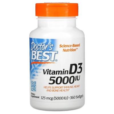 Doctor's Best, Vitamin D3 125 mcg (5,000 IU) (360 капс)