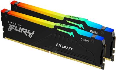 DDR5 64GB (2x32GB) PC-41600 (5200MHz) KINGSTON FURY BEAST RGB KF552C40BBAK2-64