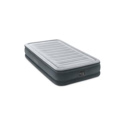 Матрас-кровать надувная Dura-Beam DELUXE Comfort-Plush Airbed (Twin) 191 х 99 х 33 см, INTEX, 67766ND, Винил, Флокированый верх, Встроенный эл. насос, Технология Fiber-Tech, Сумка для переноски и хранения в комплекте, Серый, Цветная коробка