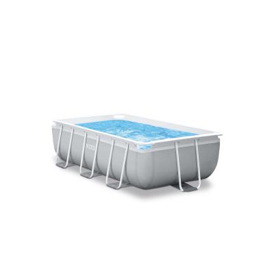 Каркасный бассейн Prism Frame Rectangular 300 х 175 x 80 см, INTEX, 26784NP, Винил, 3539 л., Стальной каркас, Ф-насос 28604 (2006л/ч), Лестница 28064, Гидроаэрация 22025, Серый, Цветная коробка