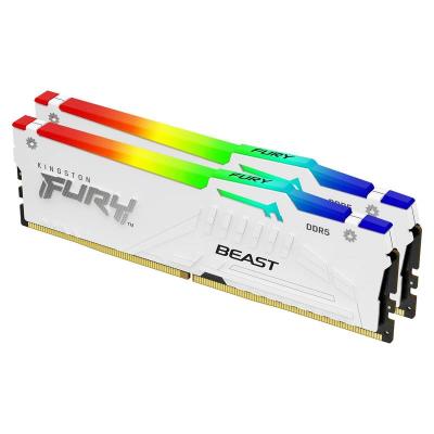 DDR5 64GB (2x32GB) PC-48000 (6000MHz) KINGSTON FURY BEAST WHITE RGB XMP KF560C30BWAK2-64