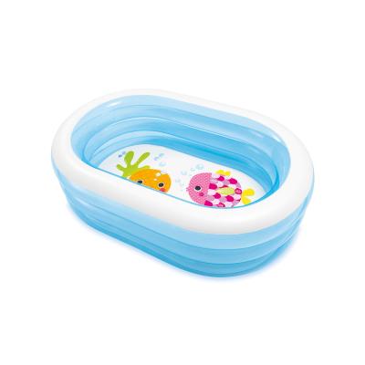 Детский надувной бассейн My Sea Friends 163 х 107 х 46 см, INTEX, 57482NP, Винил, 230л., 3+, Трёхкамерный, Бело-голубой, Цветная коробка