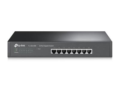 Коммутатор, TP-Link, TL-SG1008, 19-дюймовый стоечный, 8 портов 10/100/1000М, Корпус металл, 1U