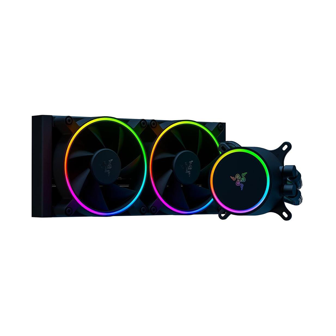Кулер с водяным охлаждением, Razer, Hanbo Chroma RGB AIO Liquid Cooler (aRGB Pump Cap), RC21-01770100-R3M1, 240 мм, Подсветка RGB, Габариты 275x123x30 мм, Чёрный