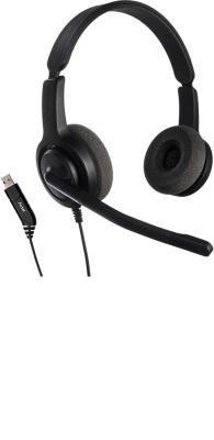 Гарнитура Axtel One UC DUO, накладная, микрофон, проводная, USB-A, Black (AXH-ONEUCD)