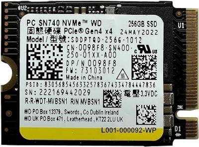 Твердотельный накопитель SSD 256GB WD SN740 SSDPNQD-256G-1101 M.2 2230 PCIe 4.0 x4 NVMe 1.3, Read/Write up to 5000/4600MB/s, OEM