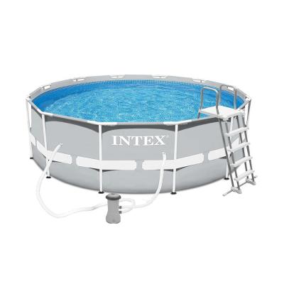 Каркасный бассейн Prism Frame 366 х 122 см, INTEX, 26718FR, Винил, 10250 л., Стальной каркас, Ф-насос 28638 (3785л/ч), Лестница 28076, Серый, Цветная коробка