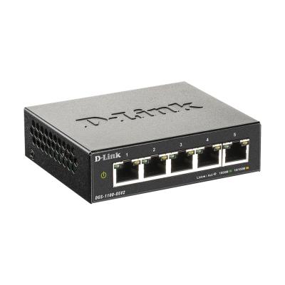 Коммутатор, D-Link, DGS-1100-05V2/A1A, Настраиваемый, 5 портов 10/100/1000 Mбит/с, Корпус металл, Комплект для монтажа на стену