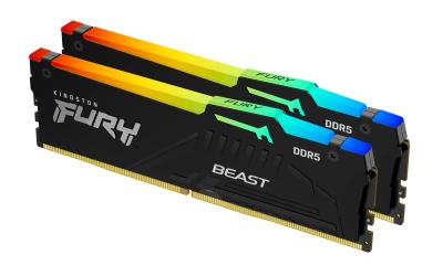 DDR5 64GB (2x32GB) PC-48000 (6000MHz) KINGSTON FURY BEAST WHITE RGB KF560C40BWAK2-64