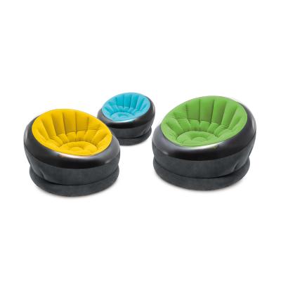 Кресло надувное Empire Chair 112 x 109 x 69 см, INTEX, 68582NP, Винил, Флокированное покрытие, Двухкамерное, Нагрузка до 100 кг., Чёрно-желтое/синее/зелёное в ассортименте, Цветная коробка