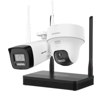 KIT 2*IP camera+NVS HIKVISION NKS424W02H цилиндр+купол 4MP,IR/LED 30M,WIFI,microSD,MIC/SP