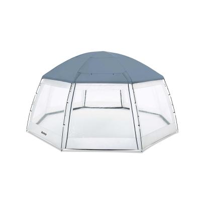 Тент-палатка для бассейна Flowclear 600 х 600 х 295 см, BESTWAY, 58612, Винил, 2 входа, 8 больших прозрачных окон, Серая, Сумка для хранения и переноски