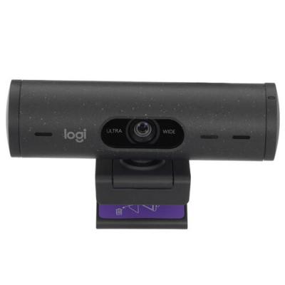 Веб камера Logitech BRIO 500, Full HD, 1080p, 4MPx, 60-30fps, RightLight 4, HDR, 90°, 4x Zoom, 2xMicrophone, USB Type-C, Graphite