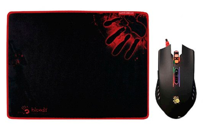 A4TECH BLOODY Q8181S BLOODY NEON X'GLIDE GAMING MOUSE Q81 + PAD USB BLACK
