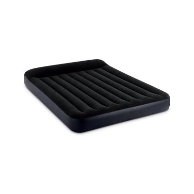 Матрас надувной Dura-Beam Pillow Rest Classic Airbed (Queen) 203 х 152 х 25 см, INTEX, 64143, Винил, Флокированый верх, Встроенная подушка, Технология Fiber-Tech, Чёрный, Цветная коробка