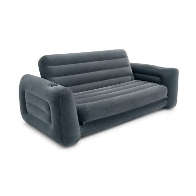 Диван-трансформер надувной Pull-out Sofa 203 х 231 х 66 см, INTEX, 66552NP, Винил, Встроенные подстаканники, 2 варианта сборки, Серый, Цветная коробка