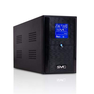 Источник бесперебойного питания SVC V-1200-L-LCD, Диапазон работы AVR: 145-290В, Бат.: 12В/7 Ач*2шт., 3 вых.: Shuko CEE7., Чёрный