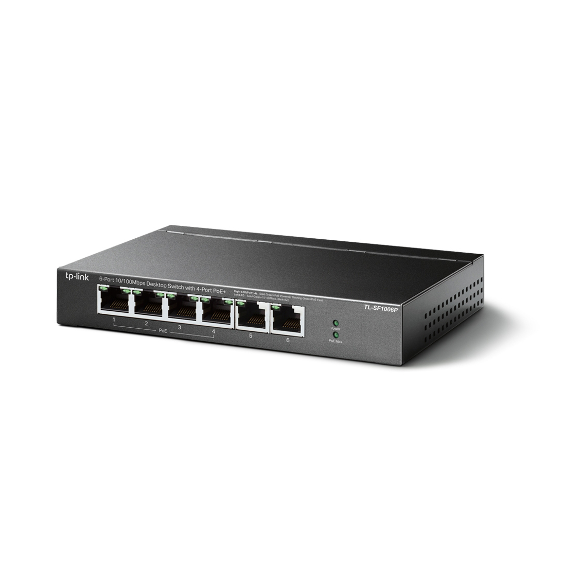 Коммутатор, TP-Link, TL-SF1006P, 6-портовый 10/100 Мбит/с настольный коммутатор с 4 портами PoE+