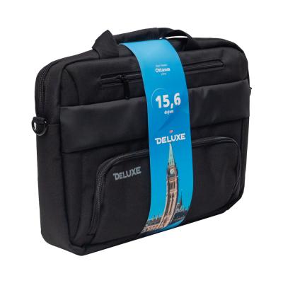 Сумка для ноутбука, Deluxe, Ottawa 15.6" (A7919), 15.6", Лёгкая, Усиленные ручки, Внешнее отделение на молнии, Органайзер, 2 внутренних отделения, карман на молнии, Уплотнённые стенки, Полиэстер, встроенный USB шнур, Чёрный