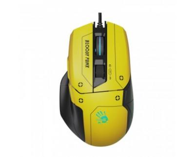 A4TECH BLOODY W70 MAX GAMING MOUSE 10000CPI PUNK YELLOW RGB METAL FEET ACTIVE USB BLACK
