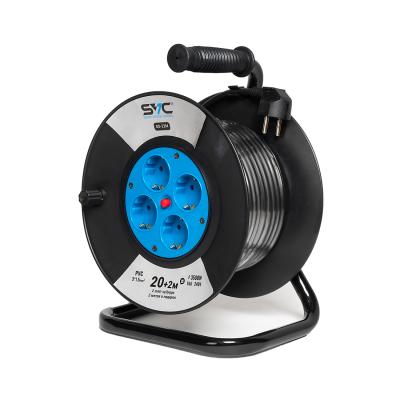 Удлинитель на катушке, SVC, GS-22M, 4 розетки, 22 метров, 3500W, 240В, 16A, 3x1.5mm, Защита от детей, Чёрный