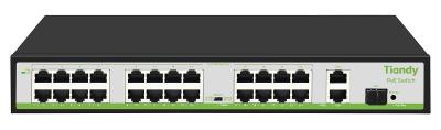 HUB Switch TIANDY TC-P3S027 Spec:H/2421/AT/260 24x10/100MbpsPoE,2x1000Mbpc,1SFP,PoE budget:260W