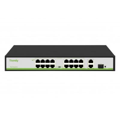 HUB Switch TIANDY TC-P3S019 Spec:H/1621/AT/180 16x10/100MbpsPoE,2x1000Mbpc,1SFP,PoE budget:180W