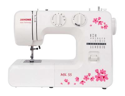 Швейная машина JANOME MX 55 (верт/горизонт. челнок. 15 швейных операций, петля-полуавтомат)