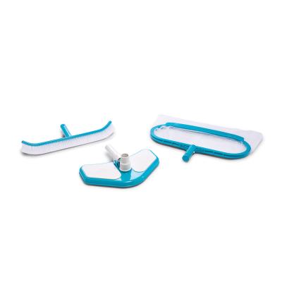 Набор насадок для чистки бассейна Deluxe Cleaning Kit, INTEX, 29057, Винил, Насадка-мешок, Насадка-щетка , Насадка-пылесос, Внешний диаметр крепления 29.8мм, Голубой, Блистер