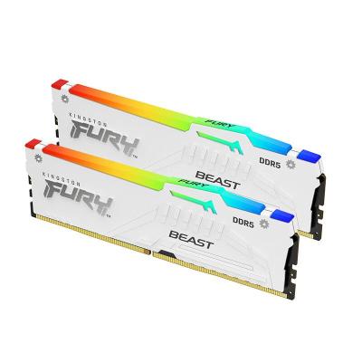 DDR5 32GB (2x16GB) PC-41600 (5200MHz) KINGSTON FURY BEAST WHITE RGB XMP KF552C40BWAK2-32