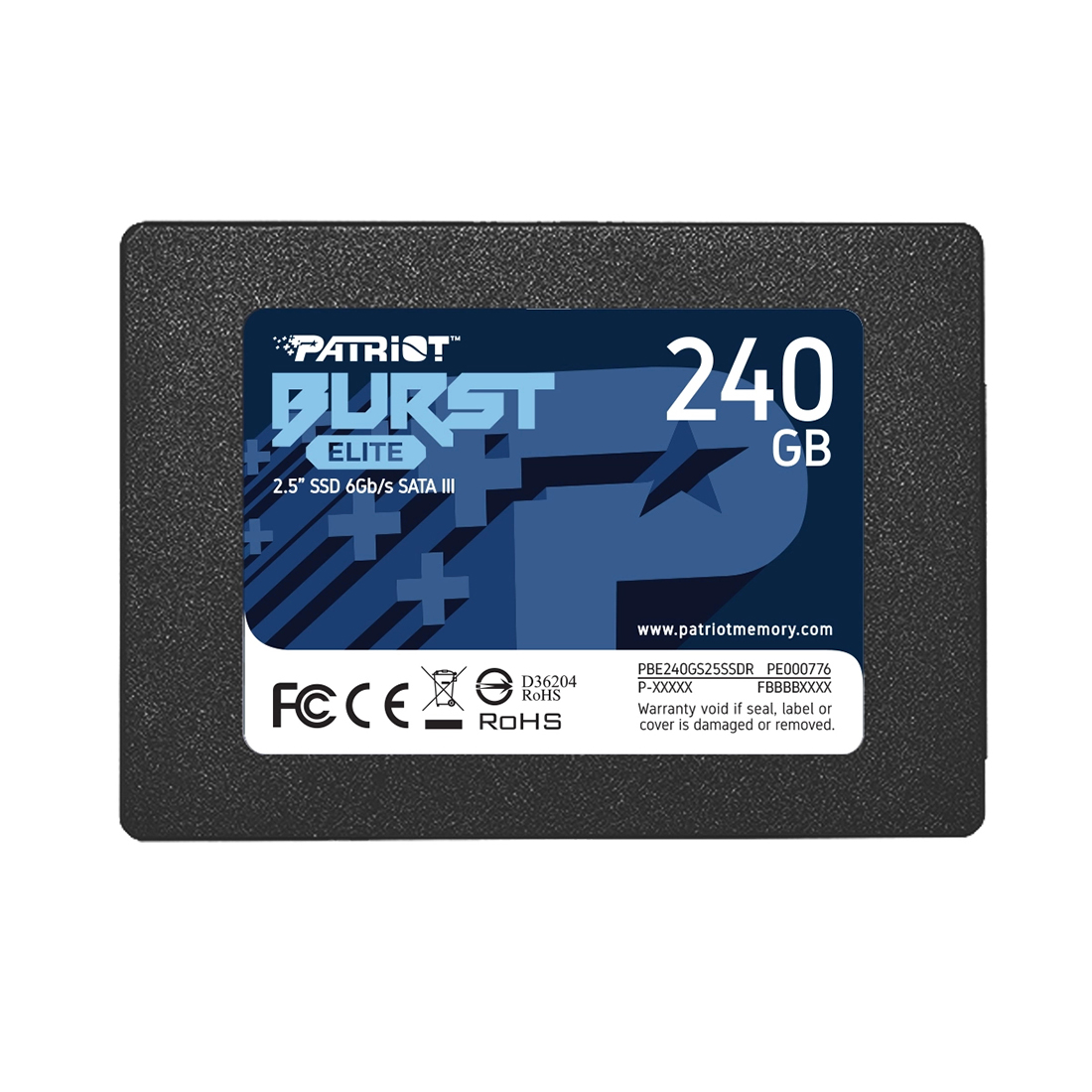 Твердотельный накопитель SSD, Patriot, Burst Elite PBE240GS25SSDR, 240 GB, SATA, 555/540 Мб/с