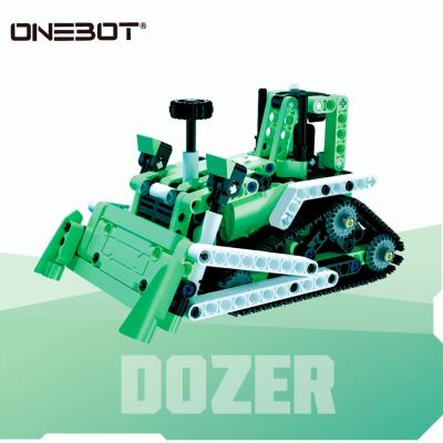 Конструктор, ONEBOT, OBQXTC95AIQI, Mini Engineering Bulldozer, 8+, 339+ деталей, ABS, PC, Зелёный