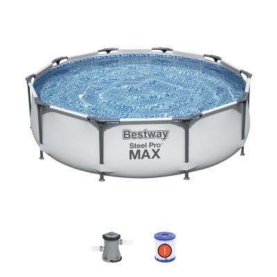Каркасный бассейн Steel Pro MAX 305 х 76 см, BESTWAY, 56408, Винил, 4678 л., Стальной каркас, Ф-насос 58381 (1249л/ч), Серый, Цветная коробка