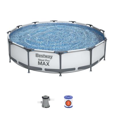 Каркасный бассейн Steel Pro MAX 366 х 76 см, BESTWAY, 56416, Винил, 6473 л., Стальной каркас, Ф-насос 58381 (1249л/ч), Серый, Цветная коробка