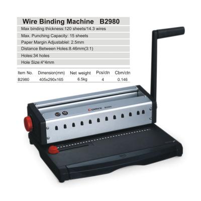 Переплётная машина, COMIX, B2980, на железную пружину, 120л./14,3мм., Чёрный