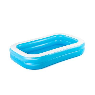 Семейный надувной бассейн Blue Rectangular 262 х 175 х 51 см, BESTWAY, 54006, Винил, 778 л., 6+, Сливной клапан, Синий матовый, Цветная коробка