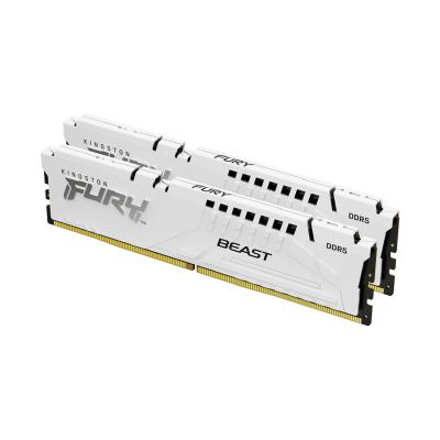 Комплект модулей памяти, Kingston, FURY Beast White EXPO KF552C36BWEK2-32 (Kit 2x16GB), DDR5, 32GB, CL36, DIMM <PC4-41600/5200MHz>, Белый