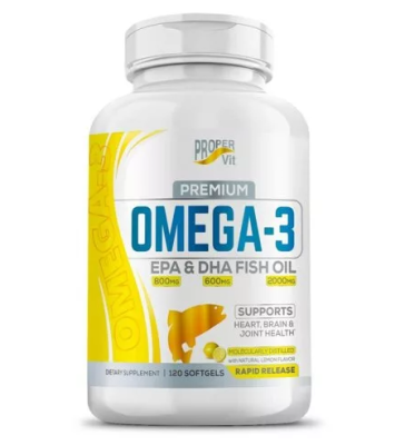Proper Vit Premium Omega 3 Fish oil 2000 mg Lemon Flavor EPA 800mg DHA 600mg (120 капс)