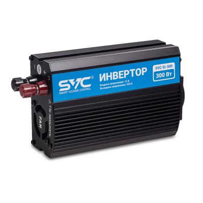 Инвертор, SVC, SI-300, Мощность 300ВА/300Вт, Вход 12В/Выход 210-240В, 1 вых.: Shuko CEE7, USB-порт 2А, Защита от перегрева, перегрузки, короткого замыкания, Чёрный