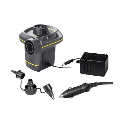 Насос электрический QuickFill AC/DC Electric Pump (220В/12В), INTEX, 66634, Пластик/металл, 480 л/мин, От электросети и автомобильного прикуривателя, Встроенная термозащита, 3 насадки, Чёрный, Цветная коробка