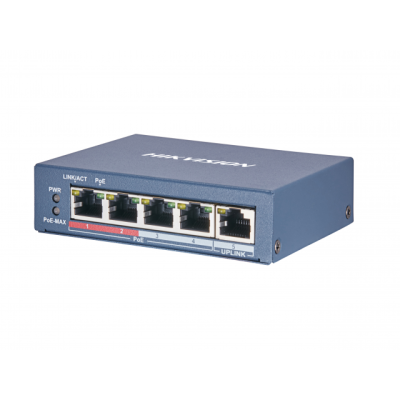 HUB Switch HIKVISION DS-3E0505P-E/M(B)(STD)4x10/100/1000Mbps PoE,1x1000Mbpc,PoE budget:35W Metal