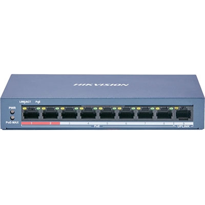 HUB Switch HIKVISION DS-3E0109P-E/M(STD) 8x10/100Mbps PoE,1x100Mbpc,PoE budget:58W Metal