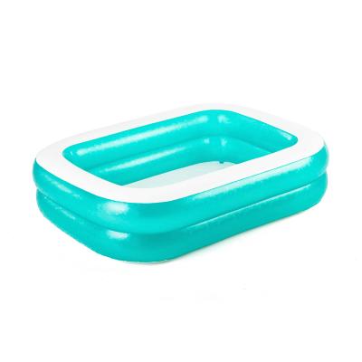 Семейный надувной бассейн Blue Rectangular 201 х 150 х 51 см, BESTWAY, 54005, Винил, 450 л., 6+, Сливной клапан, Лазурный матовый, Цветная коробка