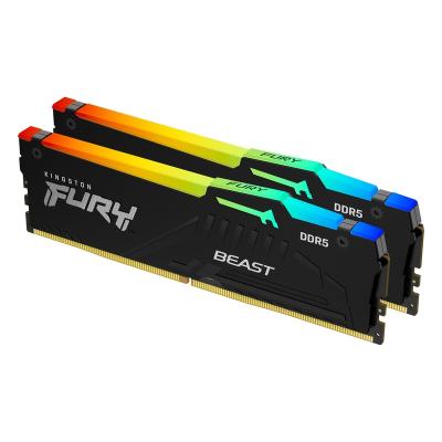 DDR5 64GB (2x32GB) PC-51200 (6400MHz) KINGSTON FURY BEAST RGB XMP KF564C32BBAK2-64