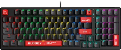 A4TECH BLOODY S98 BLOODY RED GAMING MECHANICAL BLMS RED PLUS SWITCH RGB KEYBOARD USB US+RUS