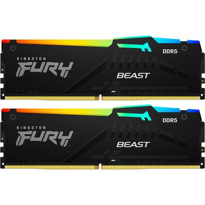 DDR5 16GB (2x8GB) PC-41600 (5200MHz) KINGSTON FURY BEAST RGB BLACK KF552C40BBAK2-16